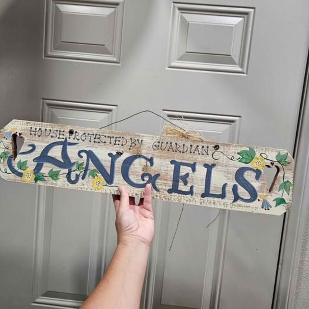 House Protected by Guardian Angels Wooden Sign